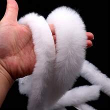 1pc 3cm/5cm White Faux Fur Ribbon, 2m Lace Ribbon, DIY Christmas Tree Decor, Clothing Sewing, Crown Decoration - Multicolor - View 3