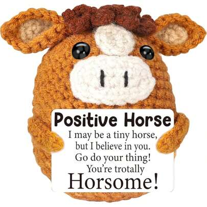 1pc Mini Crochet Horses Gifts For Horses Lovers, Positive Crochet Animals, Inspiring Mini Cute Horses Decor Gifts For Best Friends, Lovely Desk And Room Decoration: Add Warmth And Sense Of Humor To Any Space-Whether It Is On A Desk, Bookshelf Or Bedside Table. Remind You Of Your Enthusiasm And Self-Confidence In Your Daily Life, Or Enhance The Spirit Of Your Loved One.
