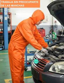 Overol de protección, ropa de protección para trabajadores, mecanicos, elctricista, plomero, pintor, material resistente y duradero. Protector de ropa anti manchas. - Naranja - Ver 2