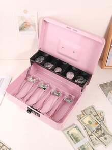 1 pieza Caja fuerte grande con cerradura de combinación - Diseño de voladizo multicapa, 4 compartimentos para billetes y 5 compartimentos para monedas, 30 cm x 24 cm x 9 cm, adecuada para la gestión segura del dinero en oficinas