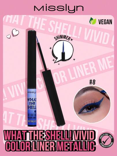  MISSLYN - Stunning! Metallic Liquid Eyeliner 1pc, Metallic Liquid Eyeliner, Includes Metallic Eyeliner Pen, Available In Blue, Black, Brown, High Color Payoff, Smudge-Proof, Waterproof, Long-Lasting, Sweat-Proof, Liquid Eyeliner