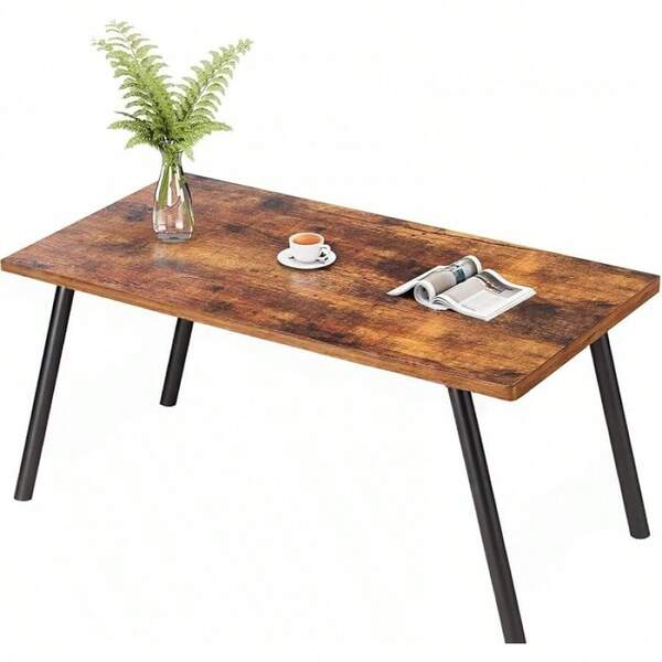 Coffee Table For Living Room, 27.5" Farmhouse Coffee Tables, Wood Rectangular Center, Small Square Cocktail, Easy Assembly, For Meeting Room, Rustic Brown And Black