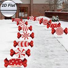 12 piezas Señales de césped y jardín de caramelos navideños en 2D plano - Decoraciones de plástico corrugado duro para el patio y la decoración festiva al aire libre