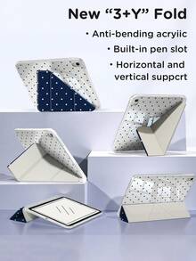 Polka Dot & Minimalist Pattern Tablet Protective Case, Compatible With IPad 9.7/10.2/10.5/10.9/12.9/Pro 11 (10th Gen), Galaxy Tab S6 Lite 10.4", Kindle Paperwhite 12th Gen (2024), Kindle 11th Gen (2024), Soft Shock-Proof Protection, Smart Stand/Auto Wake/Sleep, Y-Fold Design, Multiple Viewing Angles - Multicolor - View 6