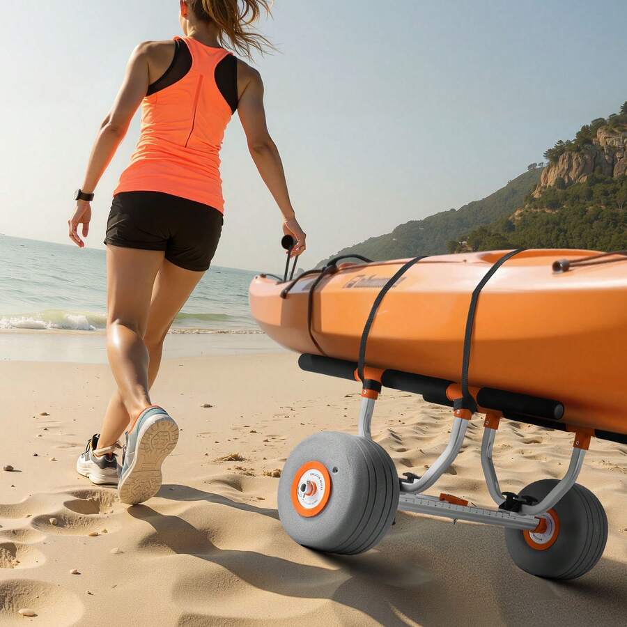 Kayak Cart, 350 Lbs Load Capacity, Kayak Trolley With 12-Inch Inflatable PU Tires & 2 Straps, Assembles & Disassembles Within Seconds, Paddle Board Trolley For Carrying Kayaks And Canoes - 12inch 350lbs - View 1