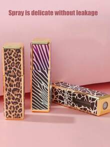 1个豹纹方形香水可灌装旅行瓶，5毫升底部纹理灌装瓶