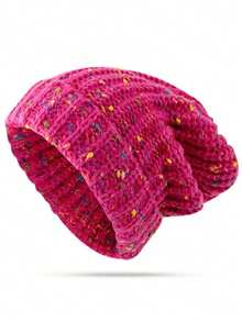 1顶冬季针织羊毛帽，宽松大号头围保暖耳罩，适合旅行、户外活动、街头拍摄和聚会，休闲服饰搭配配饰，男女皆宜。