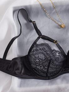 法式浪漫设计，圣诞版透明网眼拼布勃艮第性感内衣套装，女士胸罩和性感丁字裤，适合约会之夜和浪漫之旅，性感礼物之选