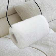 Faux Fur Hand Warmer Muff Portable Warm Plush Hand Cushion With Strap For Winter Outdoor Activity - White - View 5