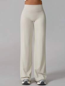 TimeOff 1Pc Women'S Minimalist V-Shaped Lifting Straight Wide-Leg Letter Print Elastic Waist Sports Pants Tights