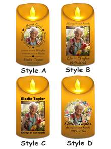 Custom LED Candle Light, Personalized Photo And Text, Memorial Photo Candle For Deceased, Nostalgic Memorial Gift, Photography Stage Decor Candle Light, Custom Souvenir - Multicolor - View 7