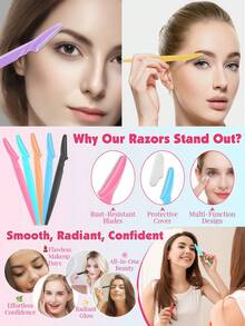 30pcs Eyebrow Trimmer Set, Eyebrow Trimmer, Long Handled Eyebrow Trimmer, Beauty Tool, Used For Eyebrow Trimming, Razor, Precision Exfoliating Tool Eyebrow Trimmer, Facial Razor Blade, Eyebrow Trimmer Blade And Razor With Protective Cover, Used For Removing Facial And Body Hair, Suitable For Travel, Suitable For Both Men And Women. 5/10pcs.