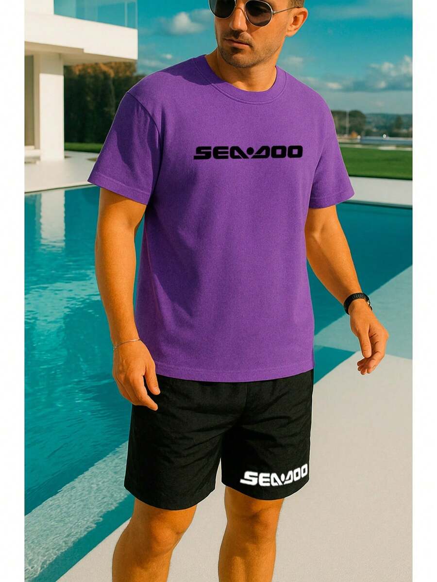 Seadoo Casual Summer T-Shirt And Shorts Set - 紫色 - 查看 1