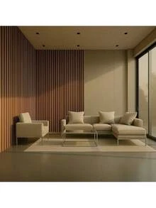 Self-Adhesive Slatted Wall Covering, MDF Wood Panels, 45x11 - 棕色 - 查看 2