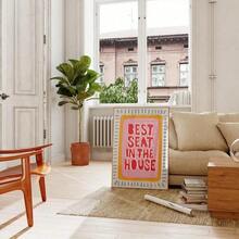 1 Stück "Bester Sitz" witzige Badezimmer Wandkunst, bunte Toiletten Wandmalerei mit verspieltem Zitat Muster auf Leinwand, rahmenlose Wanddekoration für Badezimmer, Schlafzimmer, Wohnzimmer - Verschiedenfarbig - Übersicht 5