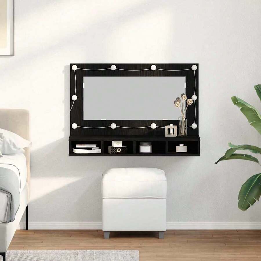 vidaXL Spiegelschrank Schwarze Eiche 90 X 31,5 X 62 Cm Holzwerkstoff - nero - Visualizzare 1