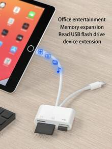 3-In-1 Type-C + Lightning Adapter, Supports Mouse, Keyboard, USB Drive, Multifunctional OTG Design For High-Speed Transfer And Efficient Conversion - White - View 5
