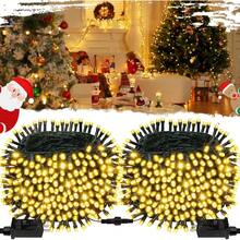 Luces de Navidad de cadena conectables rojas y blancas, paquete de 2 con un total de 164 pies y 400 LED, luces de árbol de Navidad con 8 modos, luces de cadena para decoraciones navideñas tanto en interiores como exteriores - Blanco Cálido - Ver 1