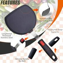 Silicone Spatula Turner Set3-Pack Spatula Set 600°F Heat Resistant Spatula For Non Stick Cookware Large Flexible Kitchen Utensils For Baking Cooking No Scratching And Melting Dishwasher - màu đen - Xem 5