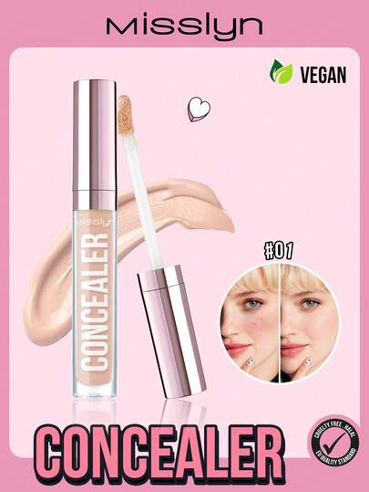  MISSLYN遮瑕液，液体遮瑕膏，均匀肤色，蕴含光反射色素和保湿复合物，多用途遮瑕膏，质地轻盈，高遮瑕力，持久保湿，提亮肤色，乳霜质地，防水，持久不晕染