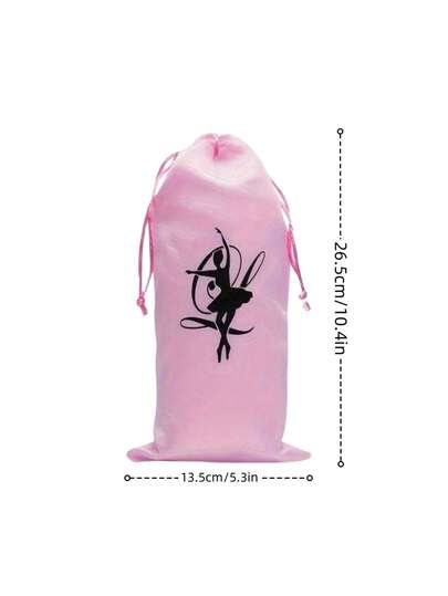 1 Buah Tas Penyimpanan Sepatu Dansa Warna Pink dengan Resleting dan Kantong Jala, Tas Organizer Sepatu Balet, Tas Sepatu Dansa