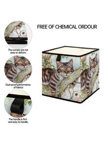 1pc Cartoon Cat Print Open Storage Box, Stackable Organizer Drawer, Durable Multi-Purpose Design Saves Space For Home, Dorm, Household Organization, Under Bed Storage - Multicolor - View 4