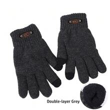 New Single/Double-Layer Men's Winter Gloves Thick Warm Windproof Cold-Proof Gloves Knitted Touch Screen Glove Gifts Winter Gear - Multicolor - View 16