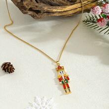 1 colar com pingente de quebra-nozes de Natal, colar com pingente de quebra-nozes de soldado com strass fofo, joia de Natal adequada para mulheres, uso diário, festa de Natal, roupa essencial de inverno - Multicolorido - Ver 15