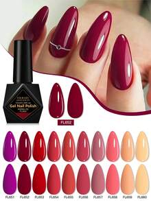 FOUR LILY 10ml 高饱和度红裸粉色凝胶指甲油 - 持久耐用的UV/LED凝胶指甲油，适用于美甲沙龙和DIY美甲 - 彩色 - 查看 1
