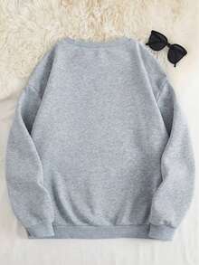2026 New Year Cotton Sweatshirt For Women Pink 'All You Need Is Love' Red Cursive Letter Hoodie - Thick Pullover Sweater With Heart Decoration, Pink And Red Valentine's Day Sweater, Casual Winter Wear, Machine Washable Crew Neck Sweater (Do Not Tumble Dry) - Mature Style Loose And Comfortable Winter Clothes For Women - 灰色 - 查看 2