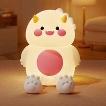 1 Stück Dinosaurier Nachtlicht, Silikon Nachttischlampe, Schreibtischlampe, Handyhalter, Raumdekoration aus Silikon Material, mit eingebautem 1200mAh wiederaufladbarem Lithium-Akku, geeignet für Wohnzimmer, Schlafzimmer, Schreibtische, Geschenk