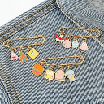  SPONGEBOB 1/3 Pcs Adventure Cartoon Brooch Set Personalized Captain Eugene H. Armor Abs Krabs Shaped Enamel Pin Backpack Clothing Jewelry Metal Badge Accessories Gifts