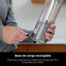 Blast Licuadora Portatil Recargable para Smoothies,Batidos,frappe de desmontable USB tipo C, vaso licuadora de 532ml(18 oz) (Reacondicionado) (Gris Claro) - Gris Claro - Ver 5