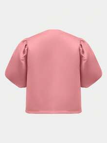 Women's Solid Short Sleeve Shirt, Minimalist & Fashionable, Suitable For Summer