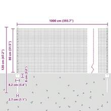 vidaXL 0,8 x 10 M Stahl Zaun mit grünen Pfosten - Grigio - Visualizzare 11