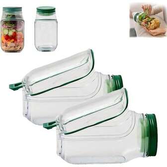 2025 Side Opening Salad Jar, Salad Jar, Leak Proof Salad Container, Suitable For Dishwasher Cleaning, Office, Lunch, Picnic, Travel Portable Meal Can 1pc