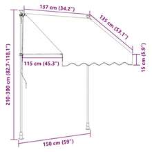 vidaXL Toldo retráctil con manivela y luces LED, refugio para patio - 59 x 53,11 x 82,7/118,1 pulgadas - Ver 9