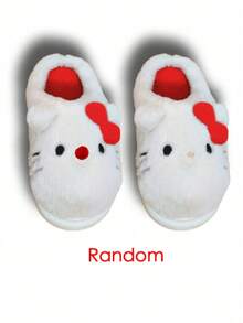 SANRIO Dép bông  chính hãng dành cho nữ, dép đi trong nhà chống trượt hình hoạt hình, ấm áp cho mùa đông, mềm mại và êm ái. - trắng - Xem 6