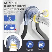 Shower Caddy Organizer Hanging Adjustable Stainless Steel No Drilling NonSlip Bathroom Caddy Organizer Storage Shelves For Inside Bath Over Shower Head Rack Holder Black - 黑色 - 查看 3