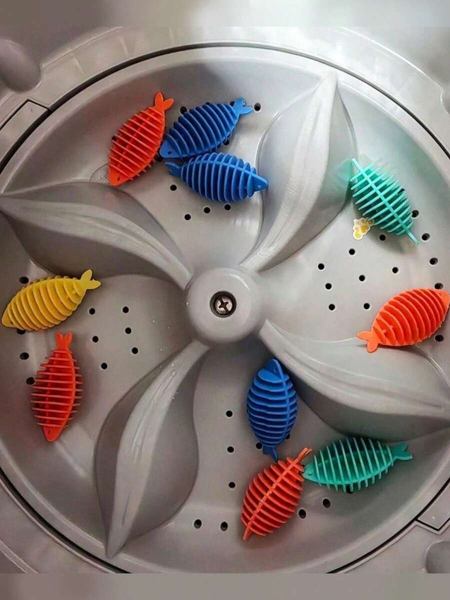 Reusable Clothes Fuzz Remover, Silicone Fish-Shaped Lint Collector, Pet Hair Remover For Clothes, Blankets, Towels, Efficient Washing Machine Lint Collector, Cat/Dog Hair Remover, Household Laundry Tool, Easy To Remove Fabric Lint, Laundry Room Essential, Cleaning Supplies, Washing Machine, Lint Collector, Pet Hair Collector, Reusable Pet Hair Remover, Clothing Cleaning Tool, Laundry Accessory For Cleaner Clothes - Multicolor - View 1