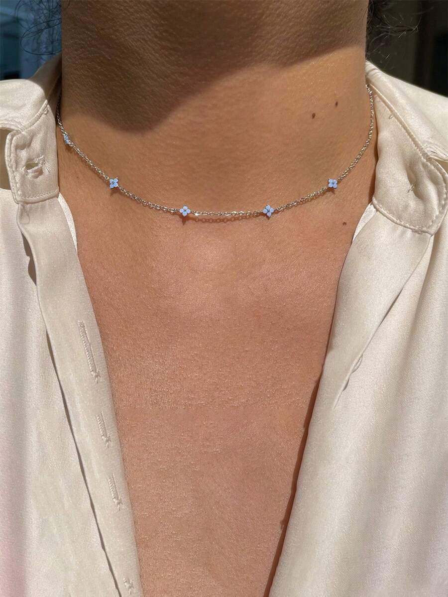 Nooxian 1 pieza Collar de mujer, estilo bohemio con borlas, colgante de trébol de cuatro hojas de cobre con circonita cúbica, accesorio diario como regalo