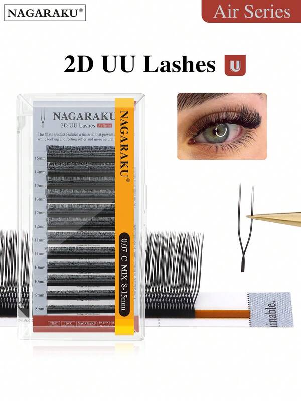 12 Lines 0.07 C D NAGARAKU U Shape YY 2D UU Soft Light Natural Eyelash Extensions Parallel Makeup Supplies False Eyelashes