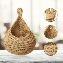 1pc Handwoven Boho Macrame Wall Hanging Basket, Bohemian Style Teardrop Shaped Storage Basket For Kitchen Decor, Garden Plant Holder, Available In 3 Sizes Kitchen Items Kitchen Accessories Kitchen Tools