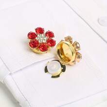 مجموعة زر كريستال 2 قطعة، أزرار ديكور قميص، أزرار معدنية لامعة مرصعة بالراين ستون، مناسبة للفساتين، إكسسوارات أزرار فاخرة، هدية عيد - متعدد الألوان - مشاهدة 14