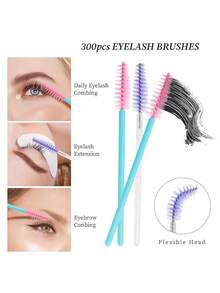 50/100/300pcs Disposable Eyelash Curler, Eyelash Brush, Crystal Eyebrow Brush, Eyelash Extender Makeup Set (Multi-Color) - Multicolor - View 3