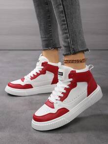 女士多功能高帮运动鞋，四季皆宜的休闲运动鞋，绿/黄/红/棕四色可选，防滑轻便，厚底设计，圆头系带女鞋，适合派对、日常穿着，学生礼物