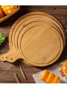 Drewniany talerz do pizzy 1/2 z uchwytem 30*43 cm, taca do serwowania pizzy - okrągły talerz śniadaniowy i deserowy do domowych kuchni, na imprezy, kemping i wakacje - idealny na owoce, słodycze, ciasta i sushi, akcesoria kempingowe | Gładka powierzchnia - talerz do pizzy, naturalny bambusowy talerz do pizzy, talerz do pizzy z uchwytem, bambusowy talerz do pizzy, bambusowa taca, okrągła deska do krojenia, drewniana deska do krojenia pizzy