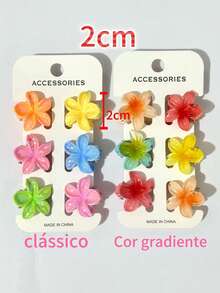 12-Piece Set Of Large Summer Flower Hair Clips / Beach Holiday Flower Hair Clips / Barrettes Accessories - 6unidades-clássico-2cm - Xem 3
