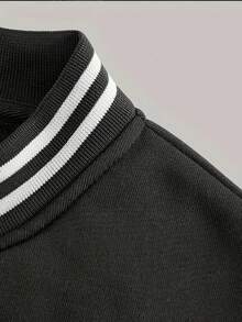 Chinese Style Dragon Embroidery Baseball Jacket, Best-Selling Men's Top, Lightweight And Warm Men's Baseball Jacket, Fleece-Lined Men's Jacket, Cute Top, Hip-Hop Rock Jacket Coat - 黑與白 - 查看 6