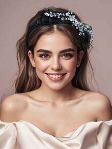 1 Piece Women's Sparkling Rhinestone Wide Headband Baroque Headband Bridal Wedding Party Headdress Graduation Gift Simple Elegant Casual Summer Vacation Hair Accessories